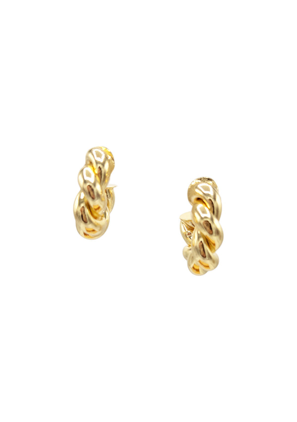 Thick Hollow Gold Braided Hoop Earrings