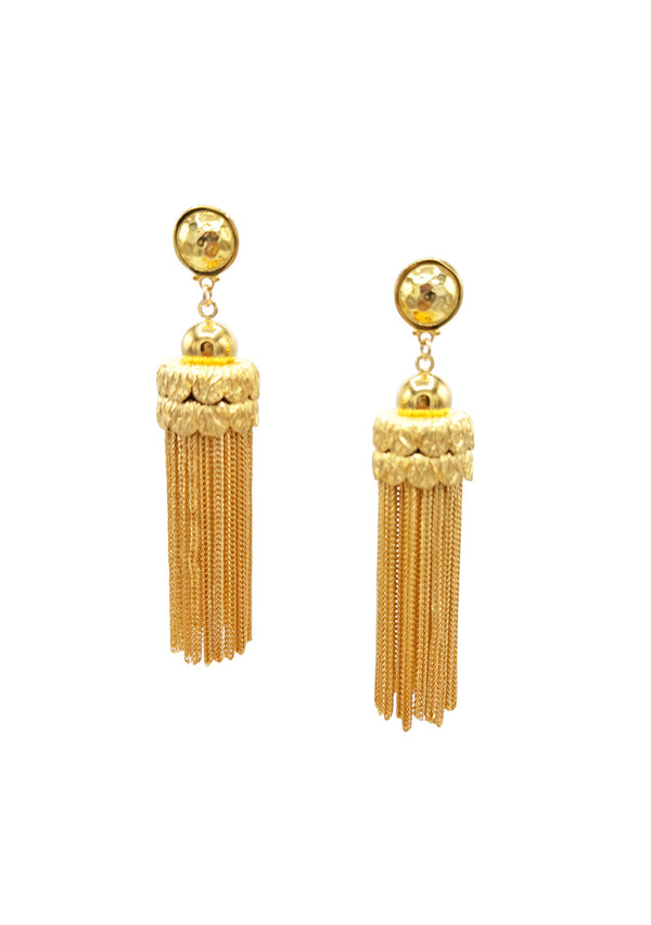 Gold Tassel Gold Post Earrings