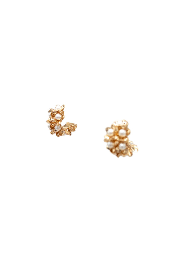 Pearl Gold Spikes Post Earrings