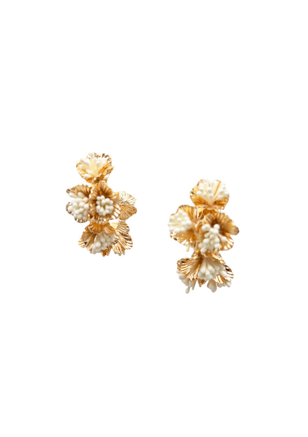 Pearl Cluster Gold  Post Earrings