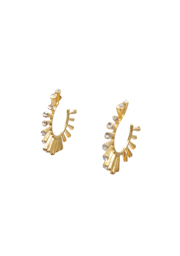 Diamond Illusion Gold Spikes Hoop Earrings