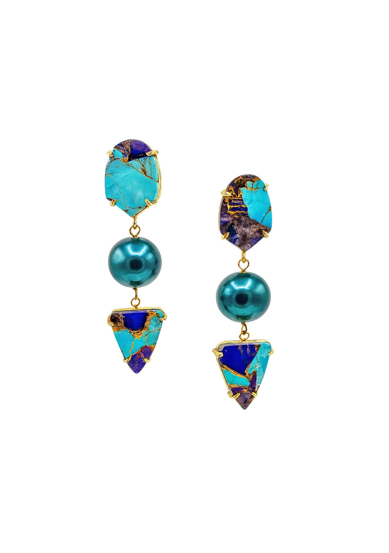 Turquoise Lapis Drop Earrings