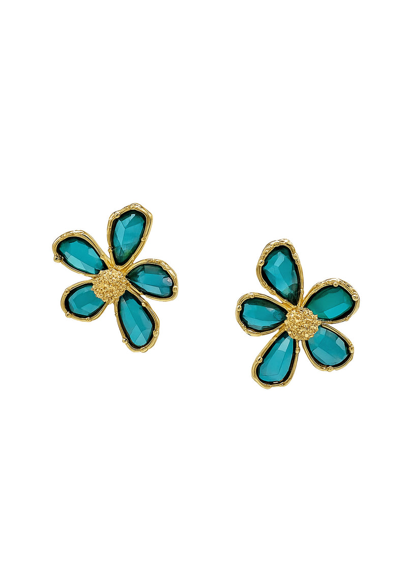 Emerald Crystal Flower Earrings