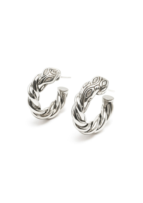 Silver Braided Snake Post Earrings
