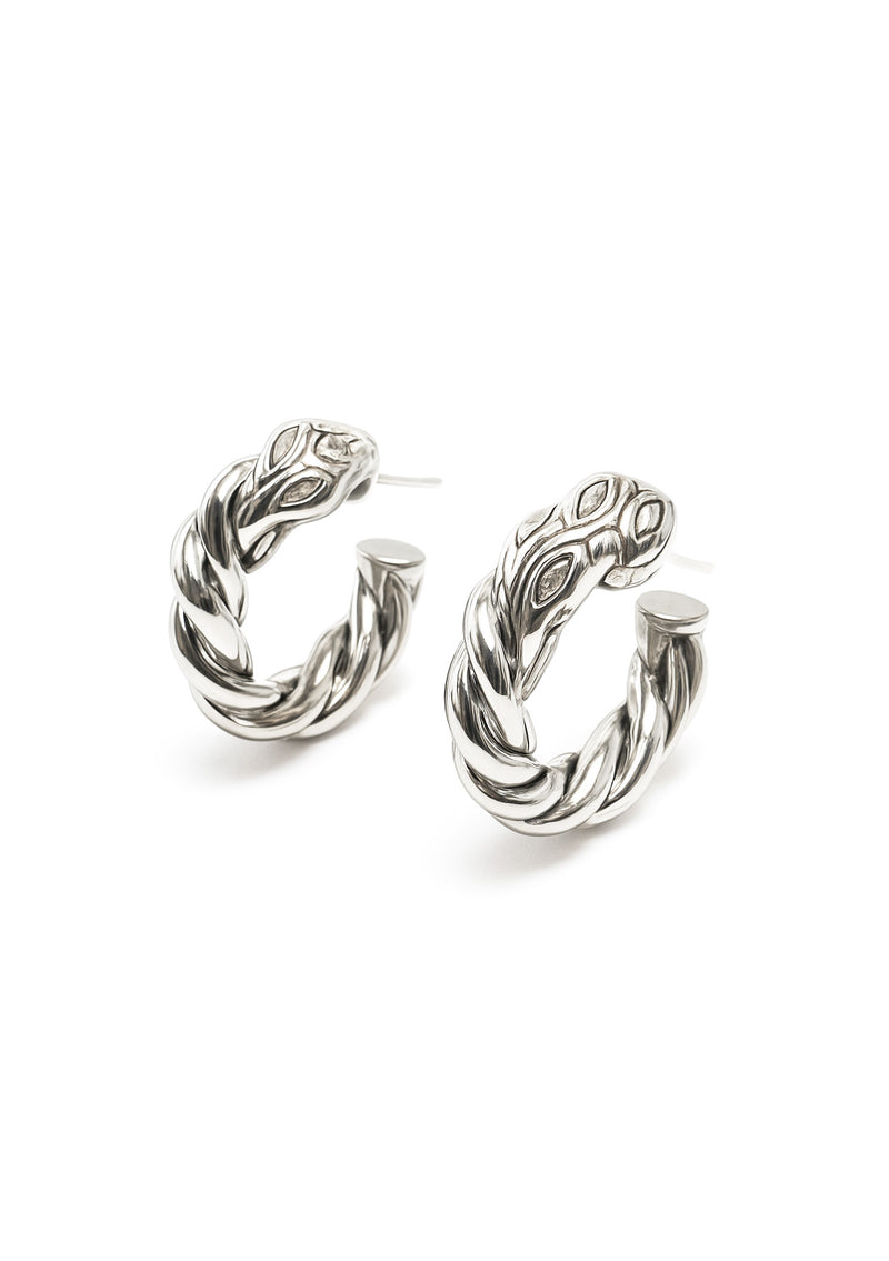 Silver Braided Snake Post Earrings