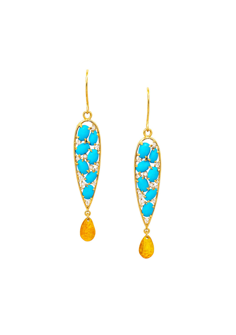 Turquoise Teardrop Gold Drop Earrings