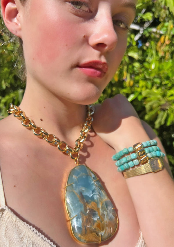 Aqua Marine Raw Pendant Necklace