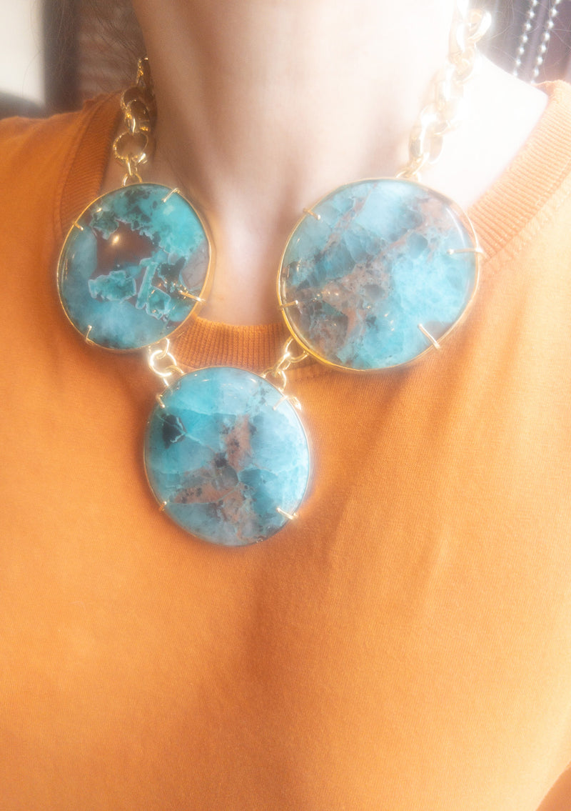 Triple Quartz Medallion Necklace