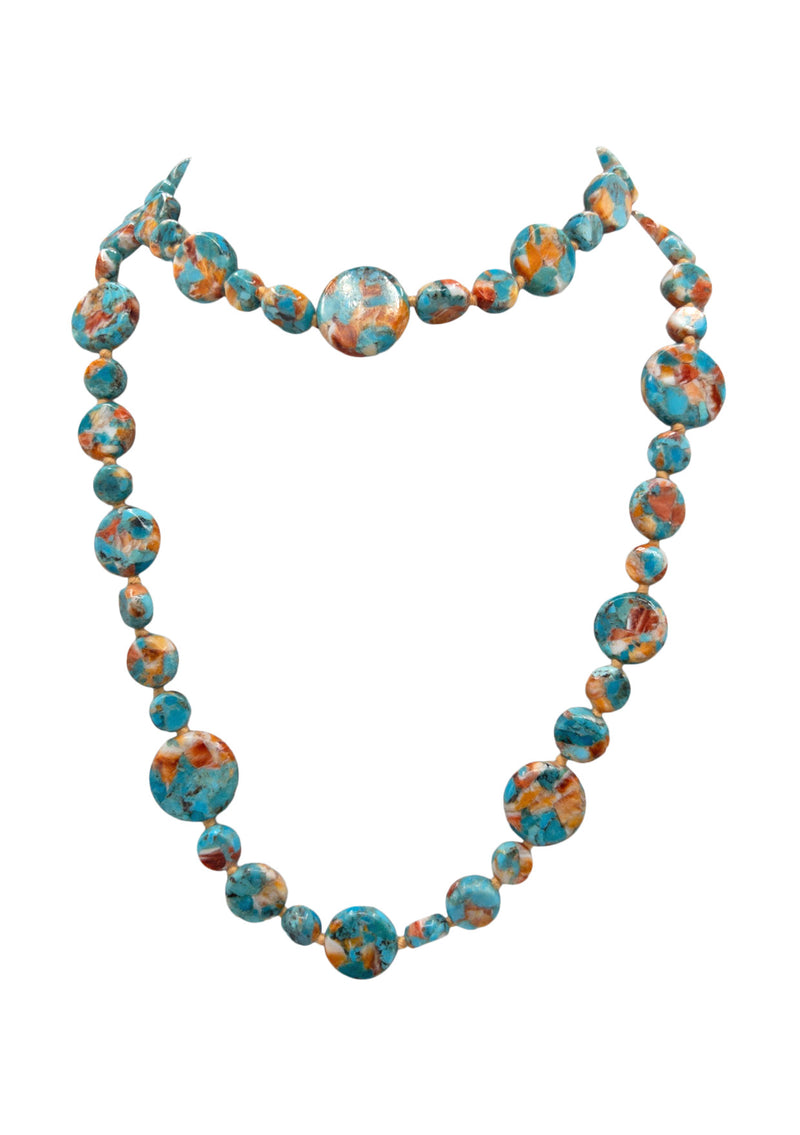 Turquoise Spiny Oyster Coin Necklace