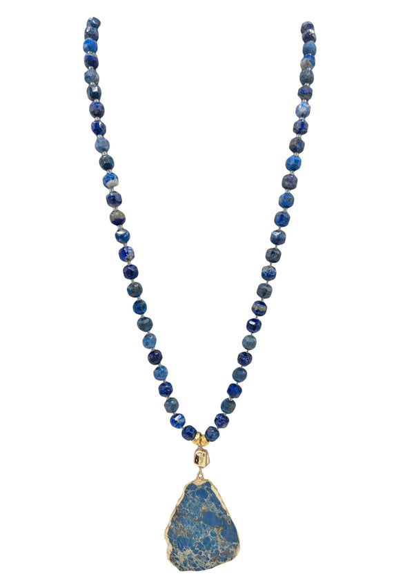 Long Lapis Blue Pendant Necklace