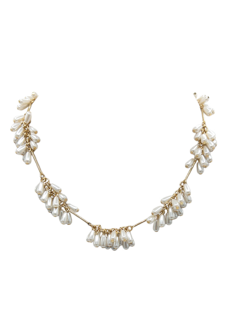Faux Pearl Cluster Necklace