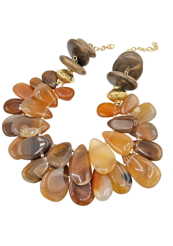 Up and Down Carnelian Wood Necklace