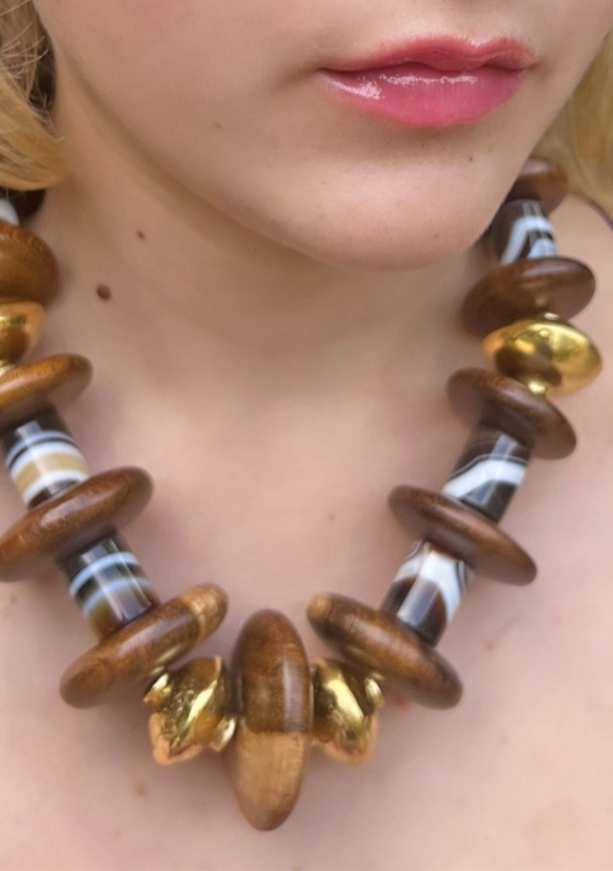 Horn Wood Gold Accent Necklace Devon Leigh Jewelry