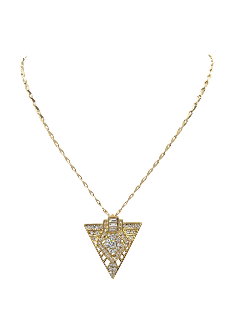 Diamond Illusion Gold Triangle Pendant Necklace