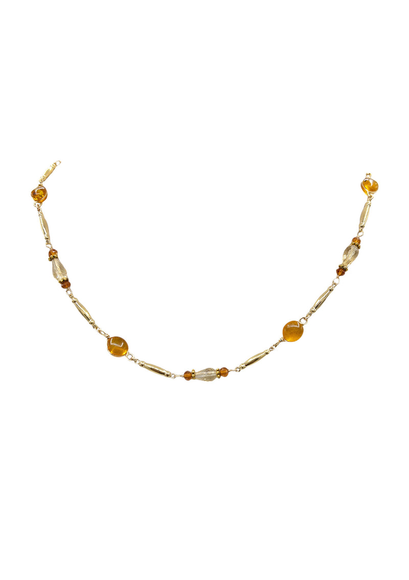 Amber Gold Chain Necklace