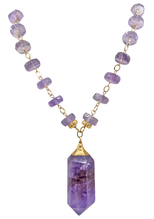 Amethyst Station Amethyst Pendant in Gold Foil Necklace