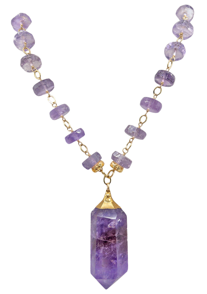 Amethyst Station Amethyst Pendant in Gold Foil Necklace