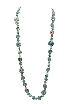 Turquoise and Mother of Pearl  Coin Necklace