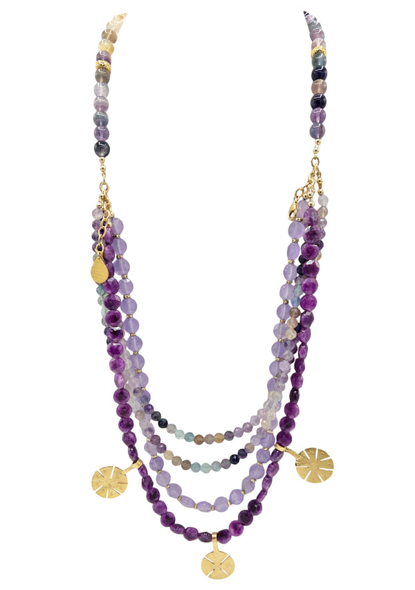 Purple and Pink Gold Accent Necklace