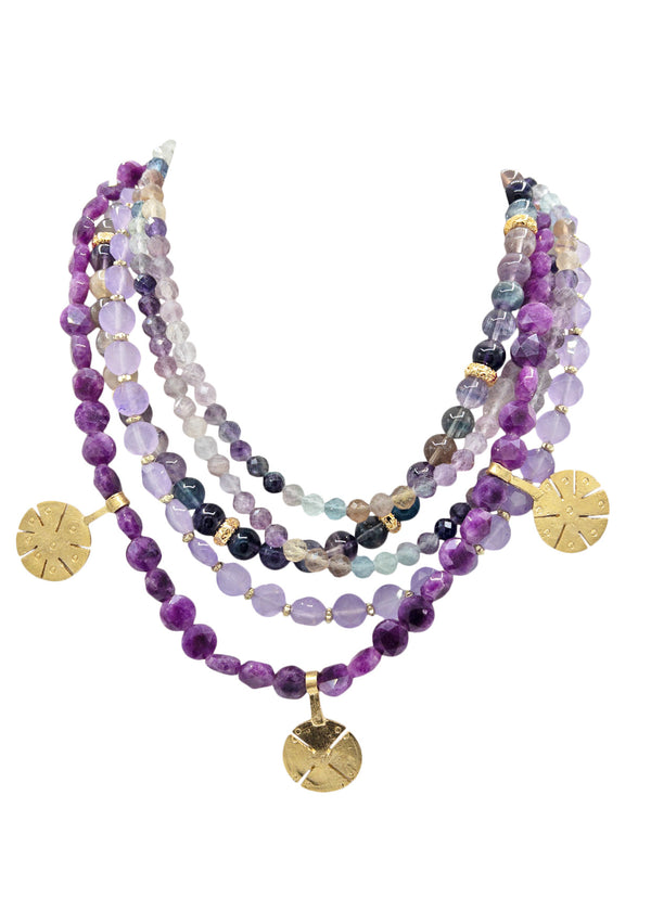 Purple and Pink Gold Accent Necklace