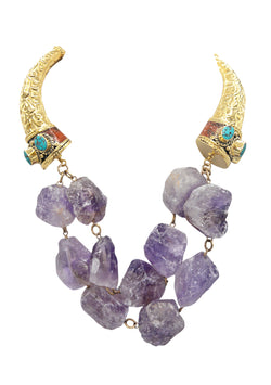 Amethyst Ethnic Accent Statement Necklace