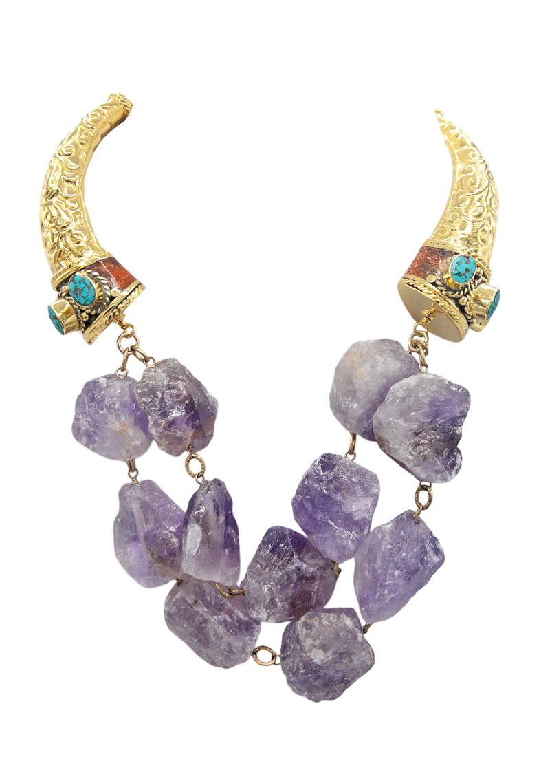 Amethyst Ethnic Accent Statement Necklace