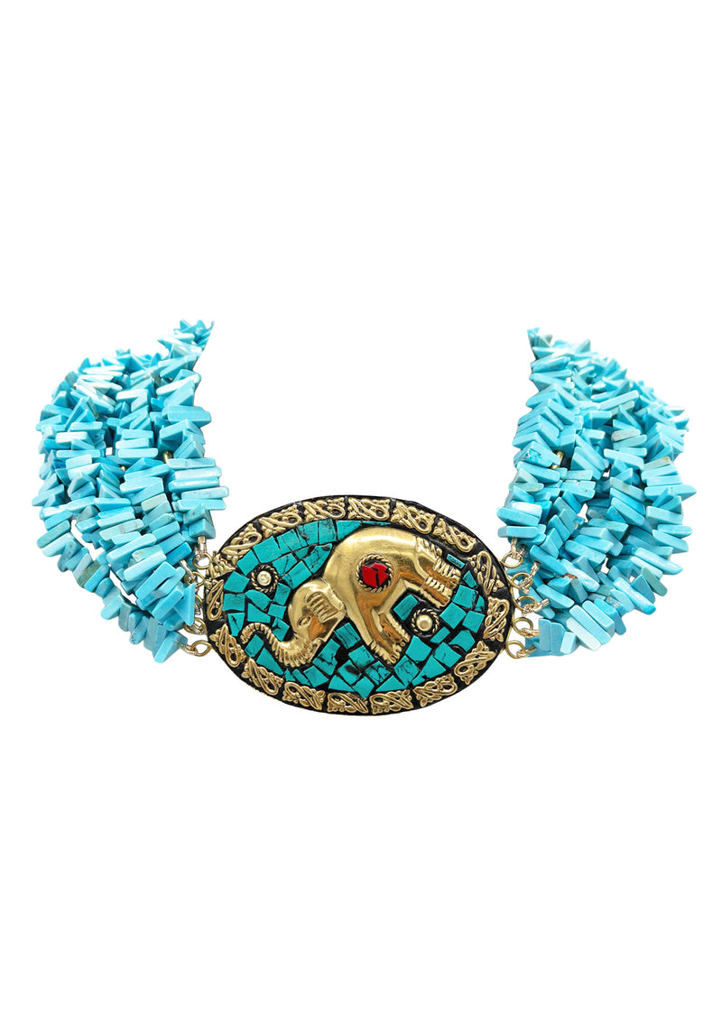 Turquoise Multi-Strand Ethnic Statement Necklace