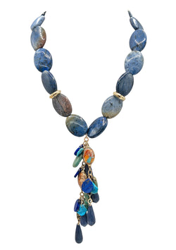 Denim Lapis Cluster Necklace