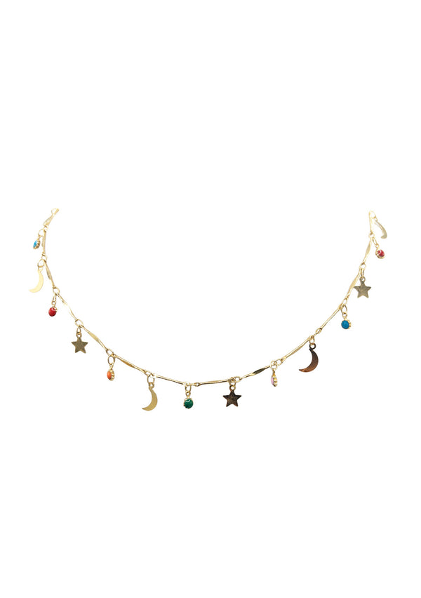 Multi Charm Gold Chain Necklace