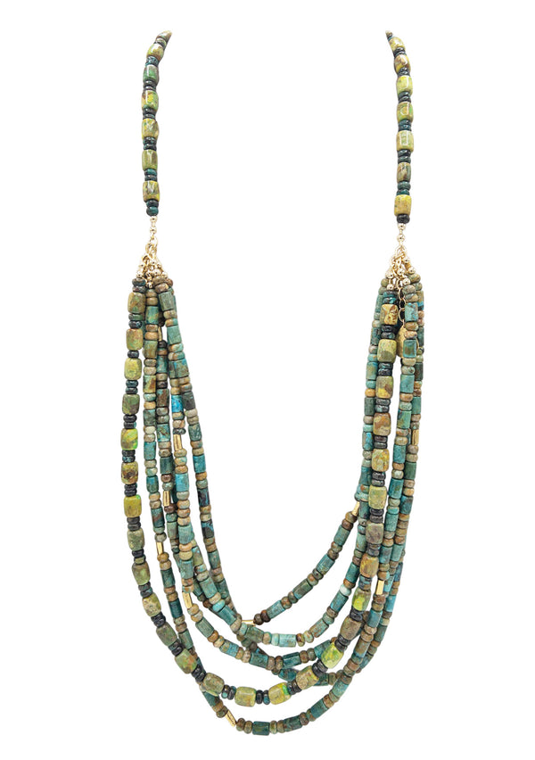 Green Turquoise 7 Multi Strand Necklace