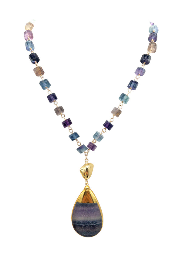 Fluorite Pendant Station Necklace