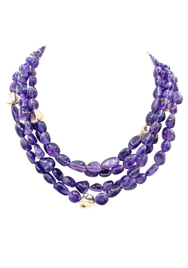 Amethyst Gold Accent Multi Strand Necklace