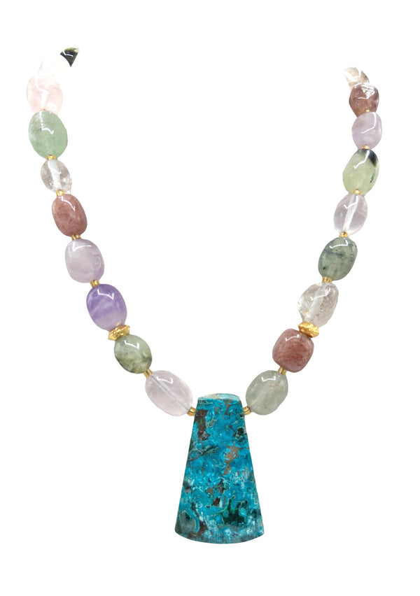 Multicolor Quartz Chrysocola Pendant Necklace