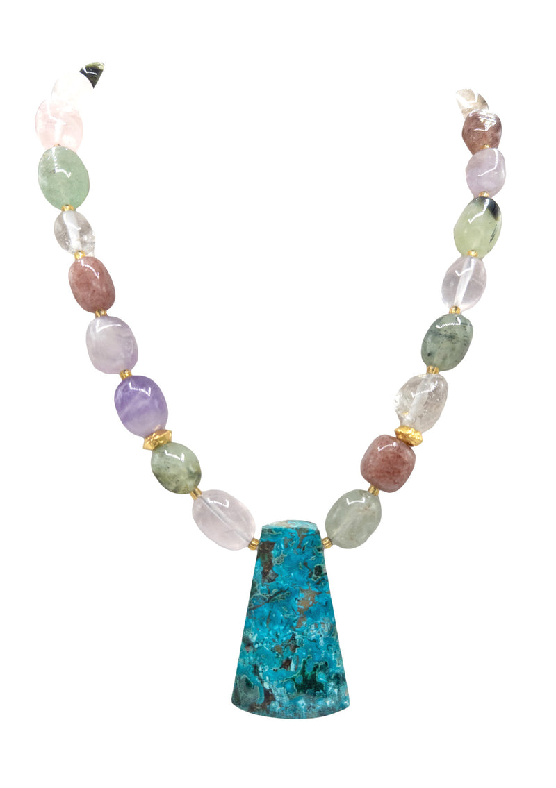 Multicolor Quartz Chrysocola Pendant Necklace