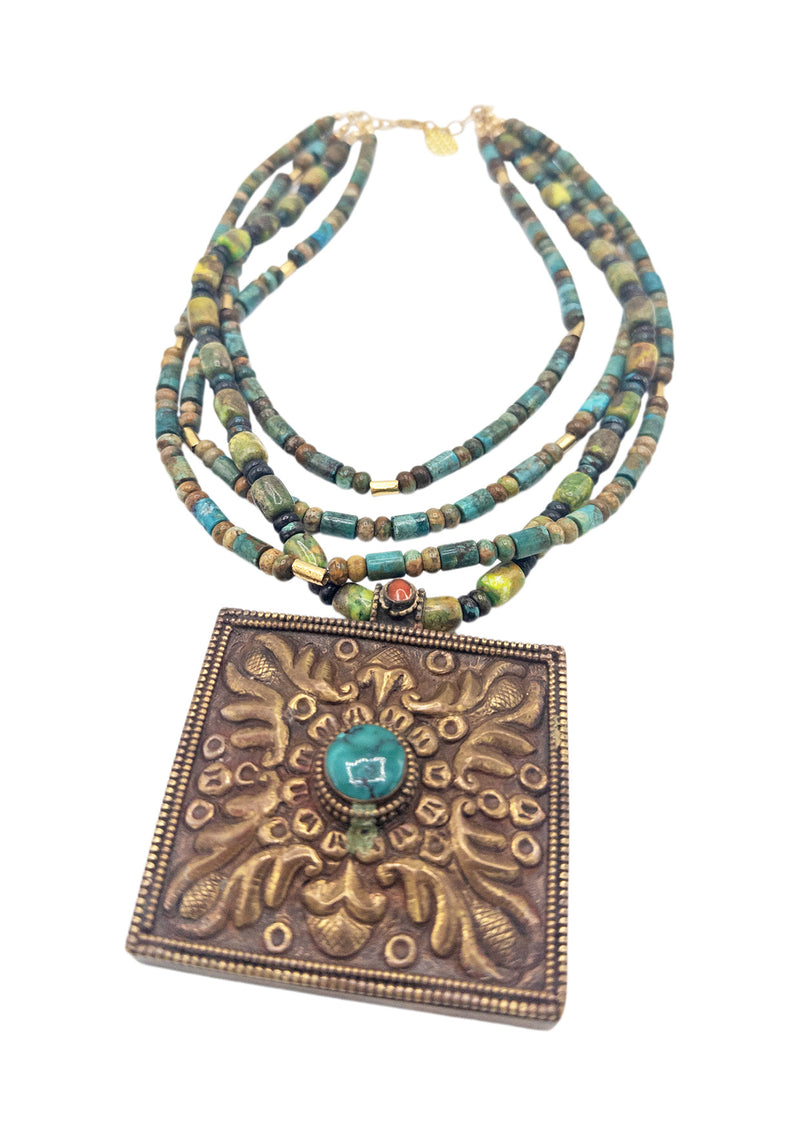 Turquoise Ethnic Pendant Necklace