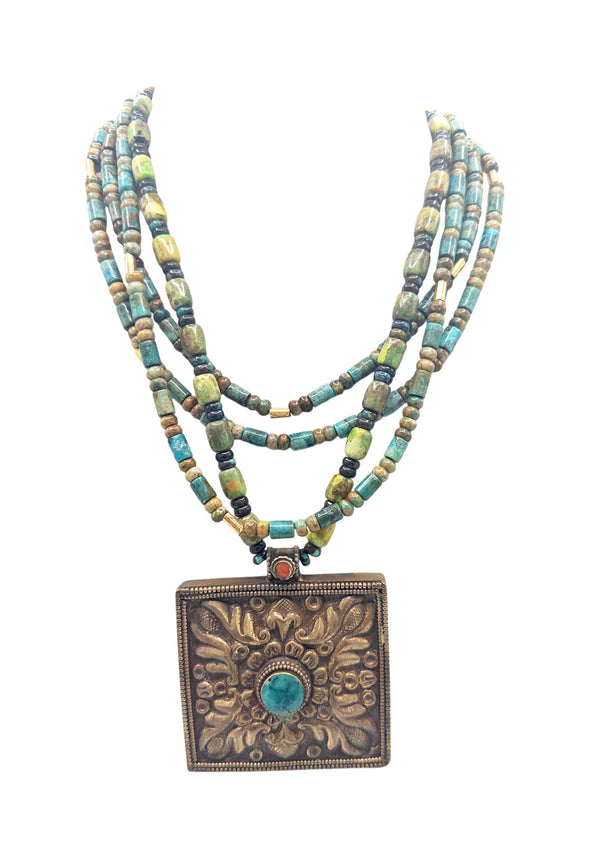 Turquoise Ethnic Pendant Necklace