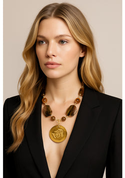 Tiger's Eye Gold  Pendant Necklace