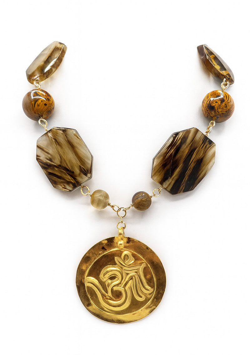 Tiger's Eye Gold  Pendant Necklace