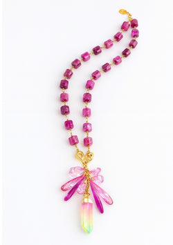 Fuchsia Station Rainbow Pendant Necklace