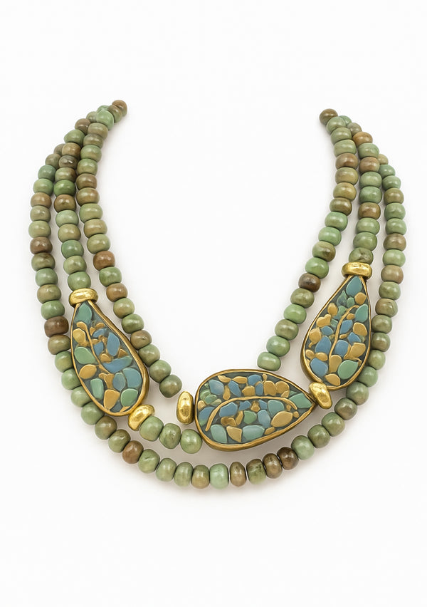 Multi Strand Green Turquoise Necklace