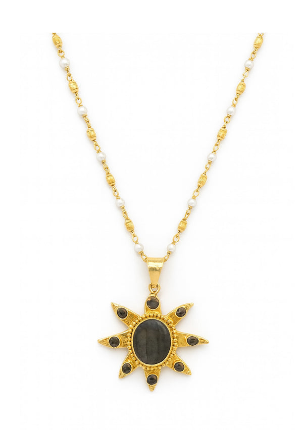 Labradorite Gold Pendant Necklace