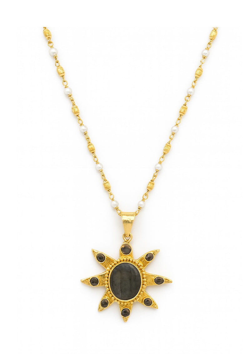 Labradorite Gold Pendant Necklace