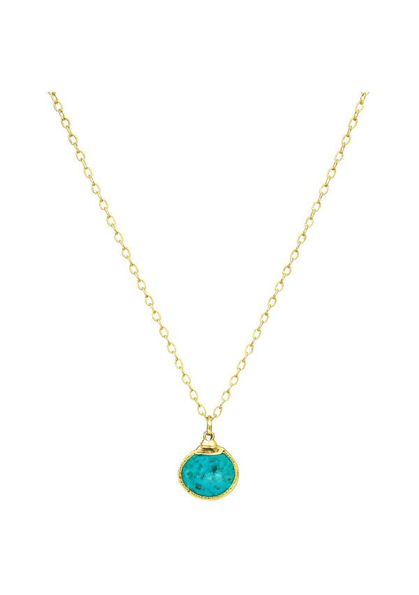 Turquoise in Gold Foil Pendant Necklace