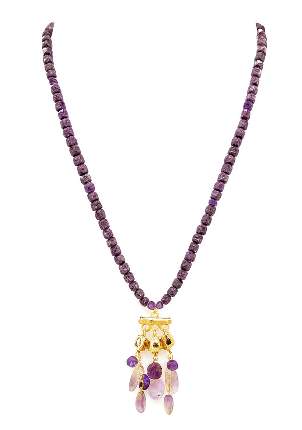 Amethyst and Gold Pendant Necklace