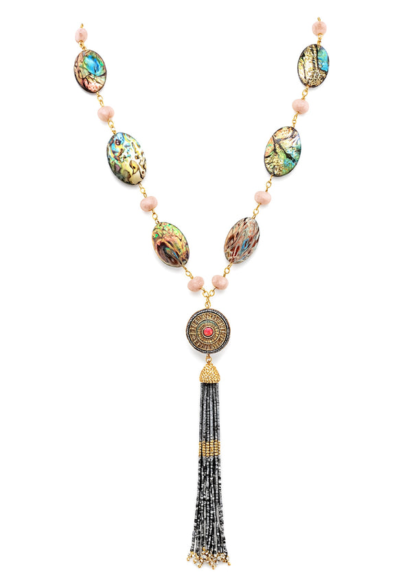 Abalone Ethnic Tassel Necklace