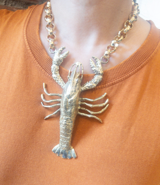 Brass Lobster Pendant Necklace