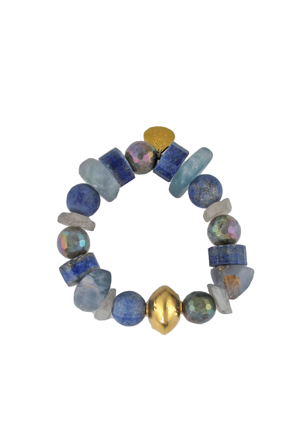 Lapis Labradorite Sodalite Gold Accent Stretch Bracelet