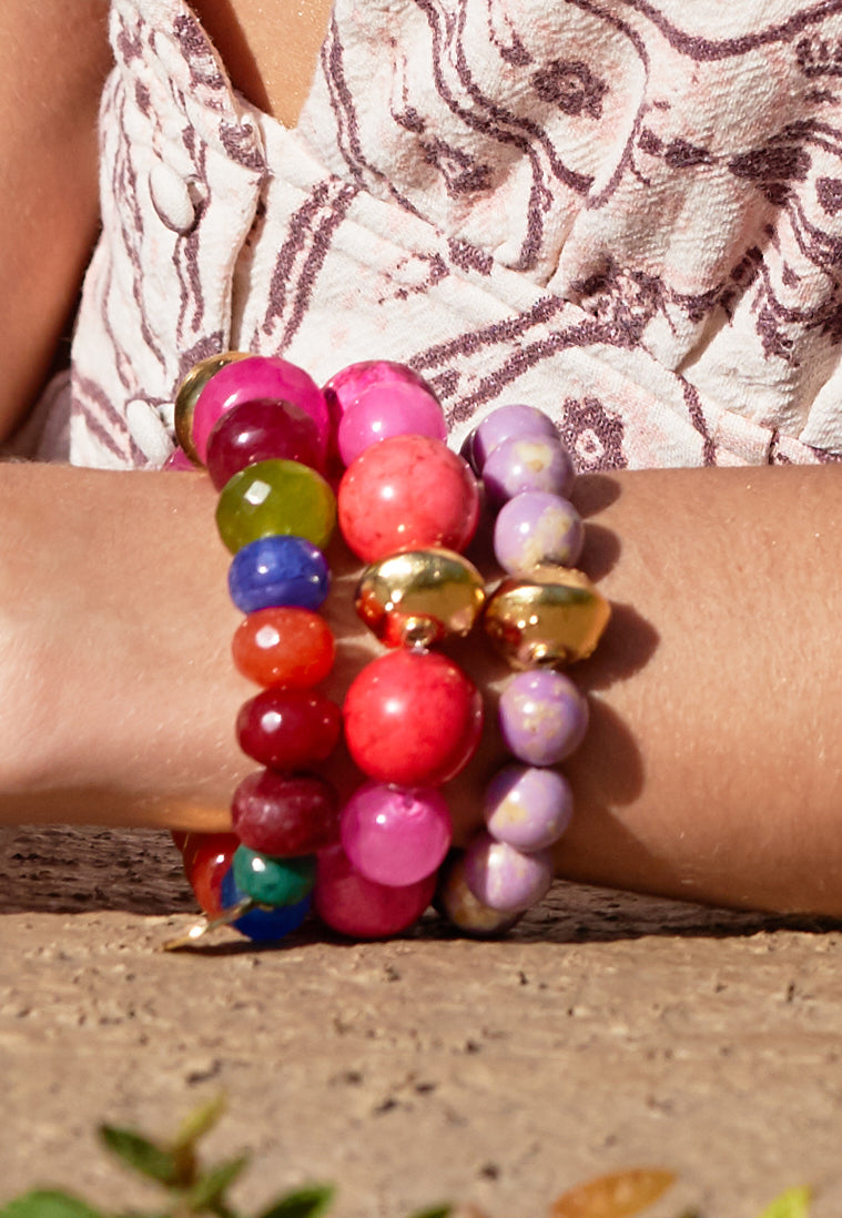 Lavender Gold Accent Stretch Bracelet