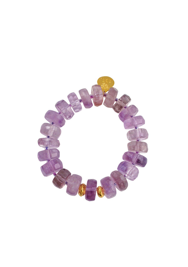 Devon Leigh | Amethyst Rondelle Gold Accent Stretch Bracelet - Handmade in the U.S.A.