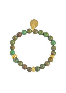 Green Turquoise Gold Accent Stretch Bracelet